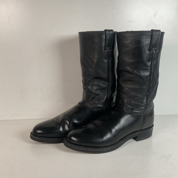 Vintage Justin Glossy Patrol Boots 10 D USA Made